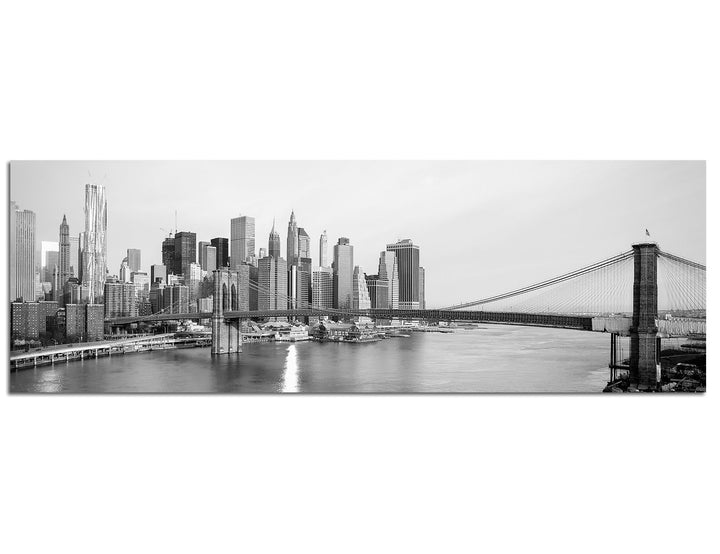 Paul Sinus Art Panoramabild auf Leinwand und Keilrahmen 150x50cm Manhattan Skyline Brooklyn Bridge