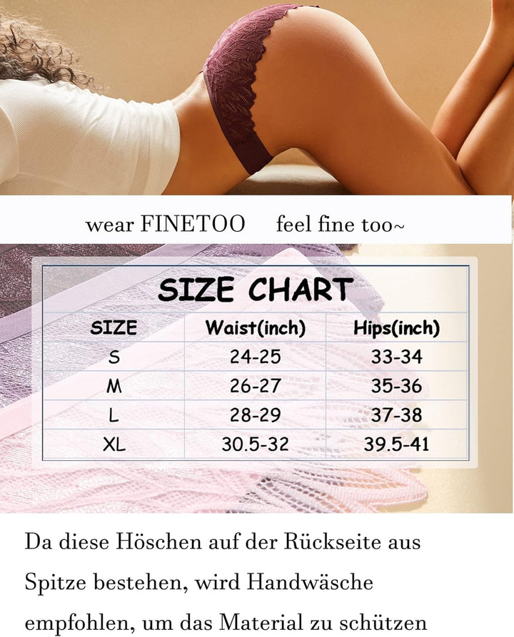 FINETOO Seamless Slips Damen Nahtlose Unterwäsche Spitzen Hipster Frauen Sexy V Waisted Unterhosen A