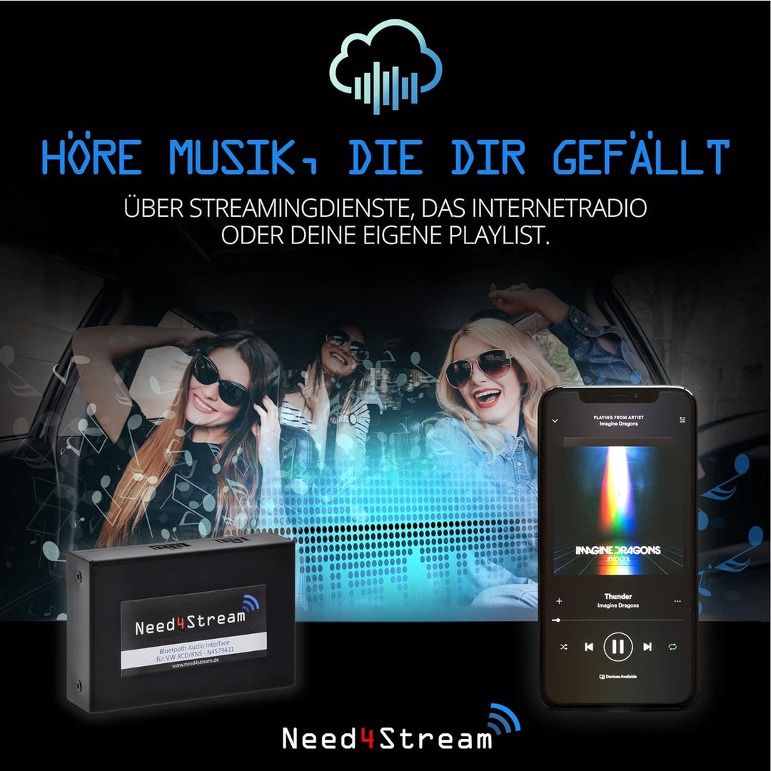 Need4Stream N4S79431 Bluetooth Adapter Auto kompatibel mit VW, Skoda und Seat, Audio Adapter mit Tit