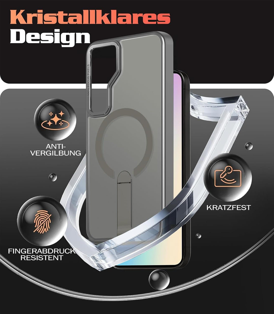 Giyer Magnetisch Handyhülle für Samsung Galaxy S25/S24 Hülle mit Ständer Schutzfolie, Schutzhülle fü