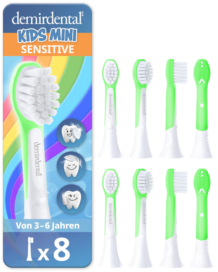 demirdental Kinder Ersatzbürsten passend für Philips Sonicare Kids, Compact Mini Bürstenköpfe für 3-