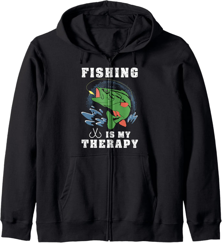 Angeln ist mein Therapiespass Angelhaken Weihnachtsfischer Kapuzenjacke