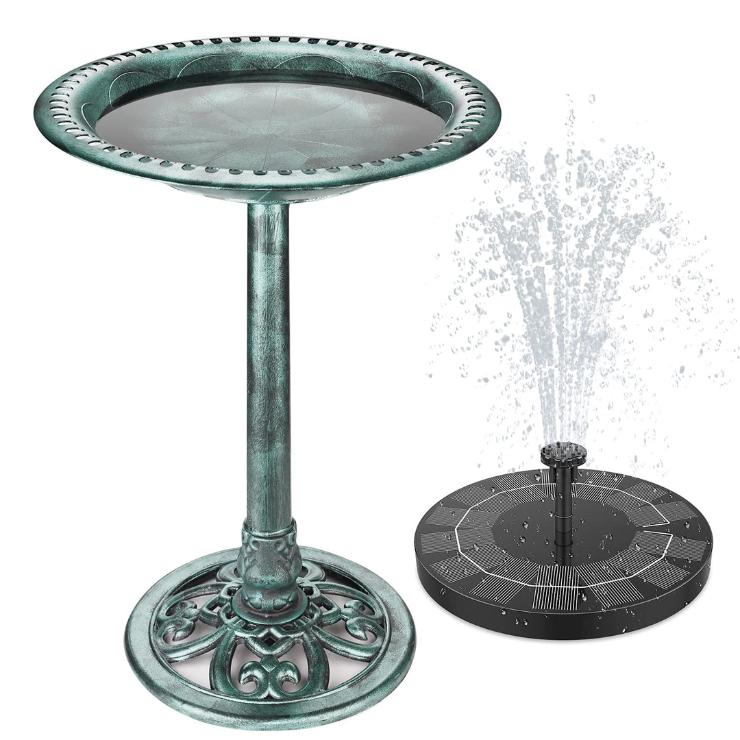 AISITIN Vogeltränke mit 2.5W Solar Springbrunnen, Futterplatz, Garten/Balkon Dekoration, Vogelbecken