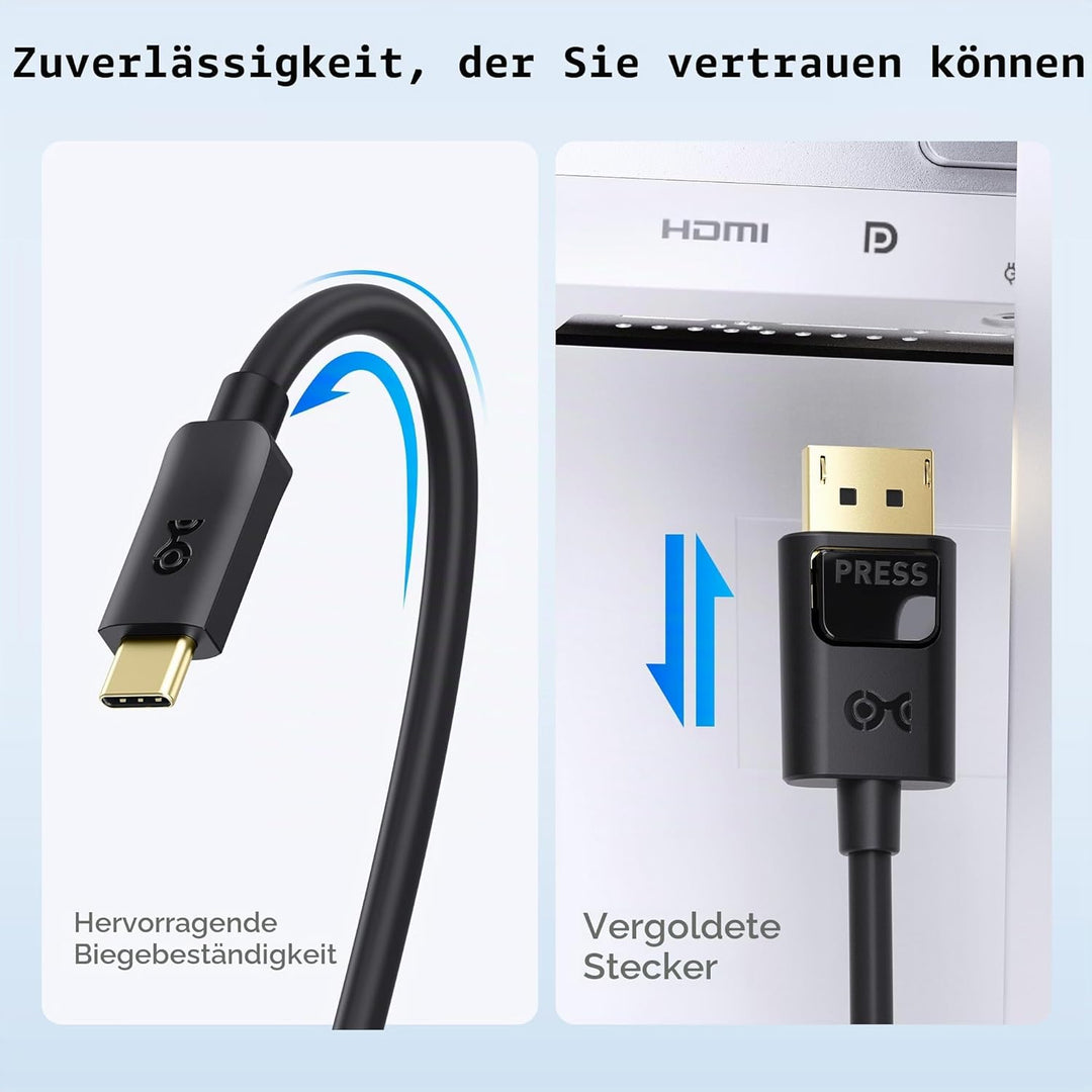 Cable Matters USB C DisplayPort Kabel 8K 60Hz (USB C auf DisplayPort Kabel, USB C zu DisplayPort 1.4