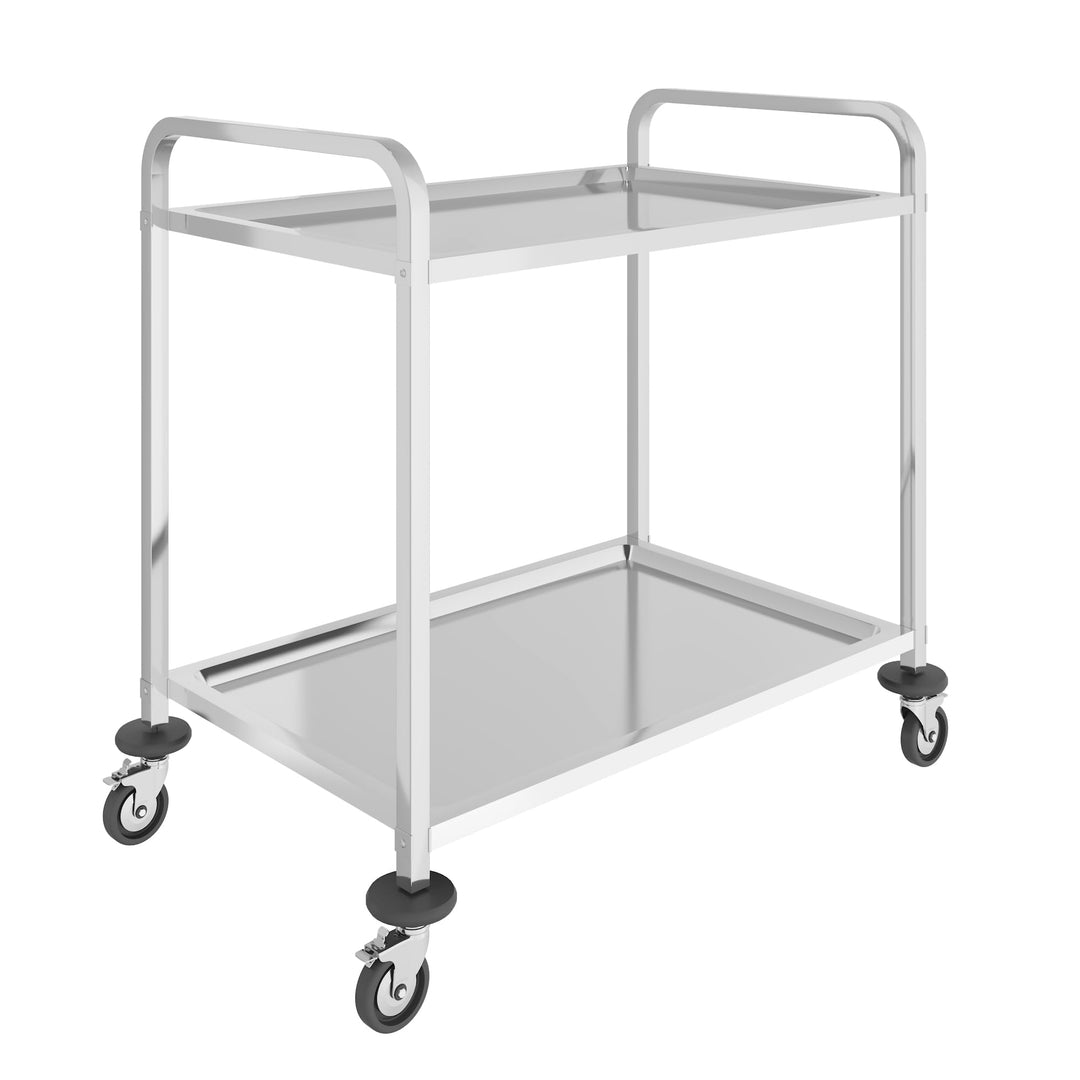 BLV servierwagen Edelstahl klein 2 Böden,servierwagen mit Rollen und 4-Bremsen Für Restaurant Küche