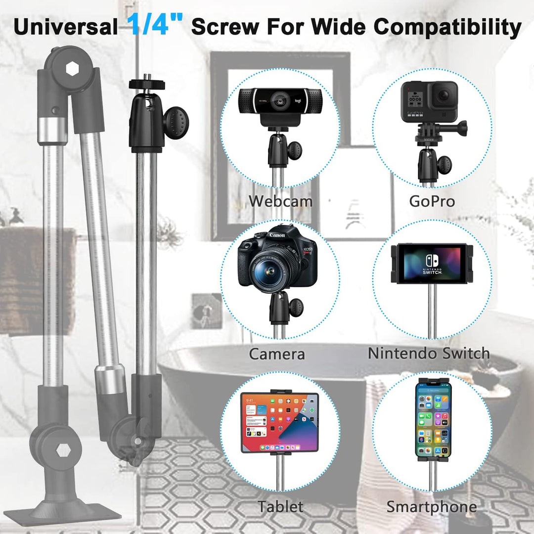 woleyi Langem Arm Tablet Wandhalterung Faltbarer, Multi Winkel Metall Wand Tablet Halterung schwenkb