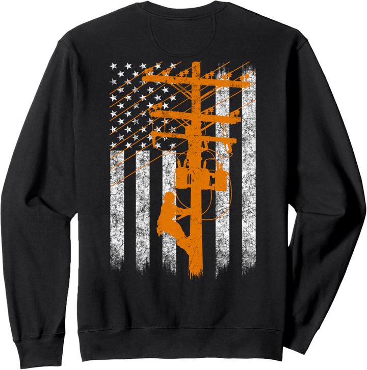 Silhouette American Flag Lineman Electrician Sweatshirt