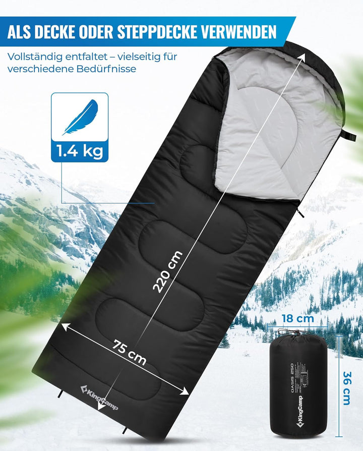 KingCamp Schlafsack für Erwachsene, kaltes Wetter & warm, XL, grosse und hohe Flanell-Schlafsäcke mi