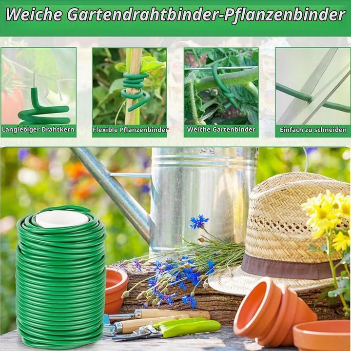 Pflanzendraht Gummiert,2 Stück Gartendraht 3,5mm,Bindedraht Ummantelt 40M,Blumendraht Weich,Pflanzen