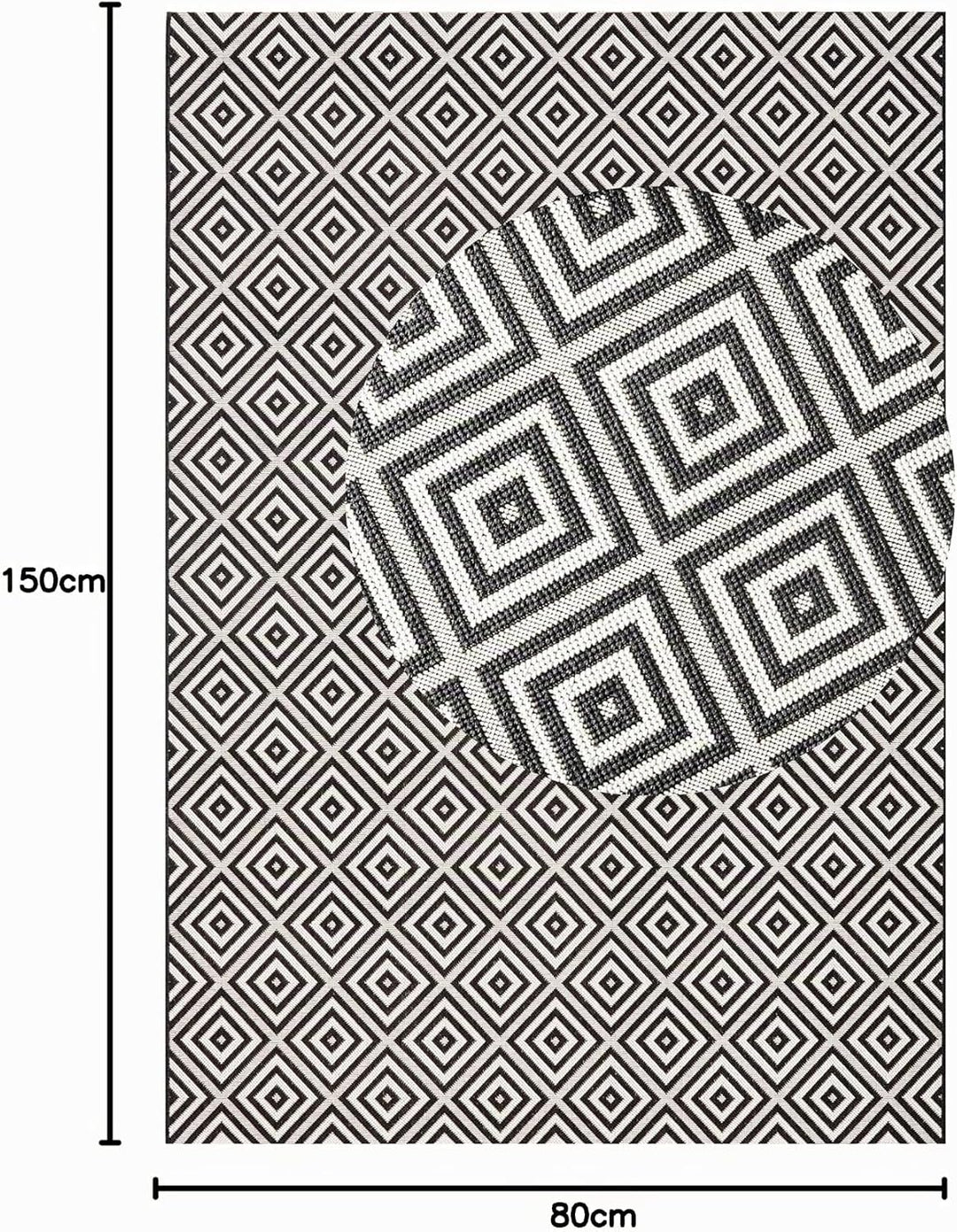 NORTHRUGS In- und Outdoor Teppich Karo 80x150cm - Wetterfest Modern Geometrisches Muster Kariert All