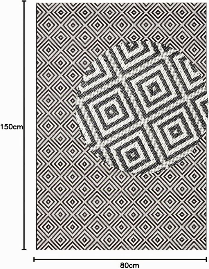 NORTHRUGS In- und Outdoor Teppich Karo 80x150cm - Wetterfest Modern Geometrisches Muster Kariert All