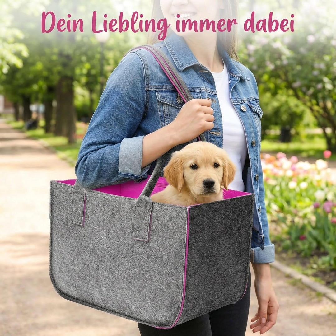2 Stück Filztasche Gross 30L Faltbar Einkaufskorb Filz Kaminholztasche mit Wiederverwendbarer Alu-Is