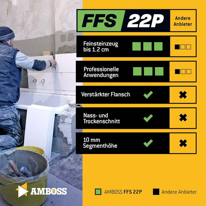 Amboss FFS 22 - Diamant-Trennscheibe Ø 250 mm x 25,4 mm - Hartes Feinsteinzeug (bis 1,2 cm) / harte