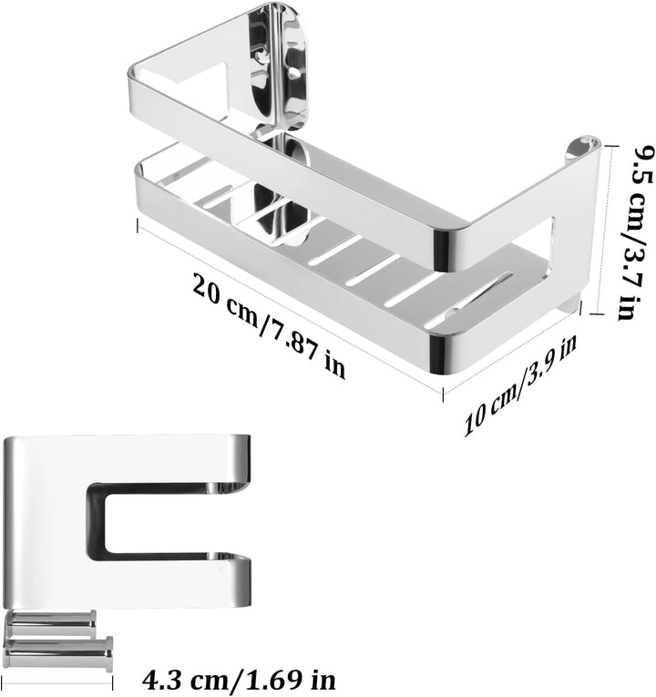 Duschablage Edelstahl Badezimmer Organizer, Duschregal mit Haken für Shampoo und Duschgel (Silber) (
