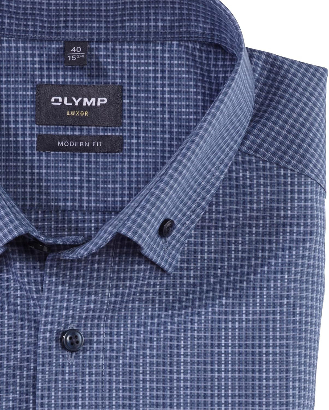 OLYMP Herren Businesshemd Langarm Luxor,Kariert,modern fit,Button-Down-Kragen 38 Rauchblau 13, 38 Ra