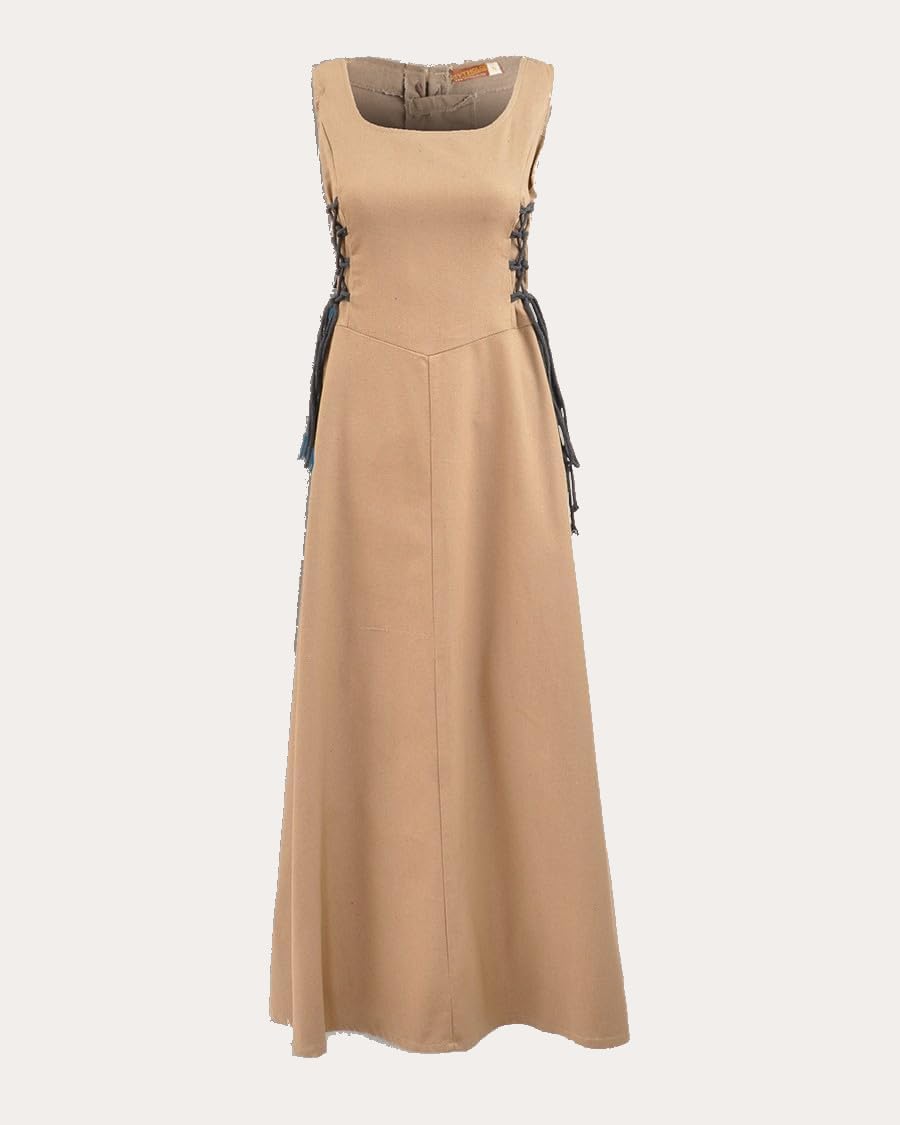 MYTHOLON Uma Kleid Canvas Sand, S, Kleid Mittelalter Damen, LARP, Cosplay, Wikinger, S Sand
