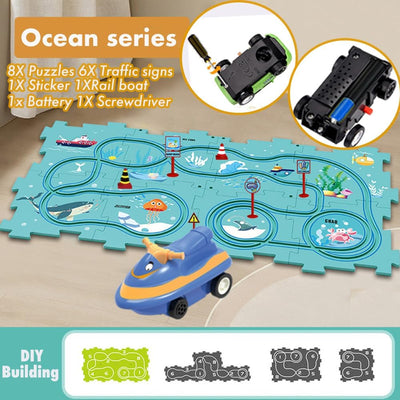 Auto Spielzeug Autorennbahn Spielzeugauto 12pcs DIY-Puzzlebahn für Kinderspielzeug DIY-Route Cars Sp