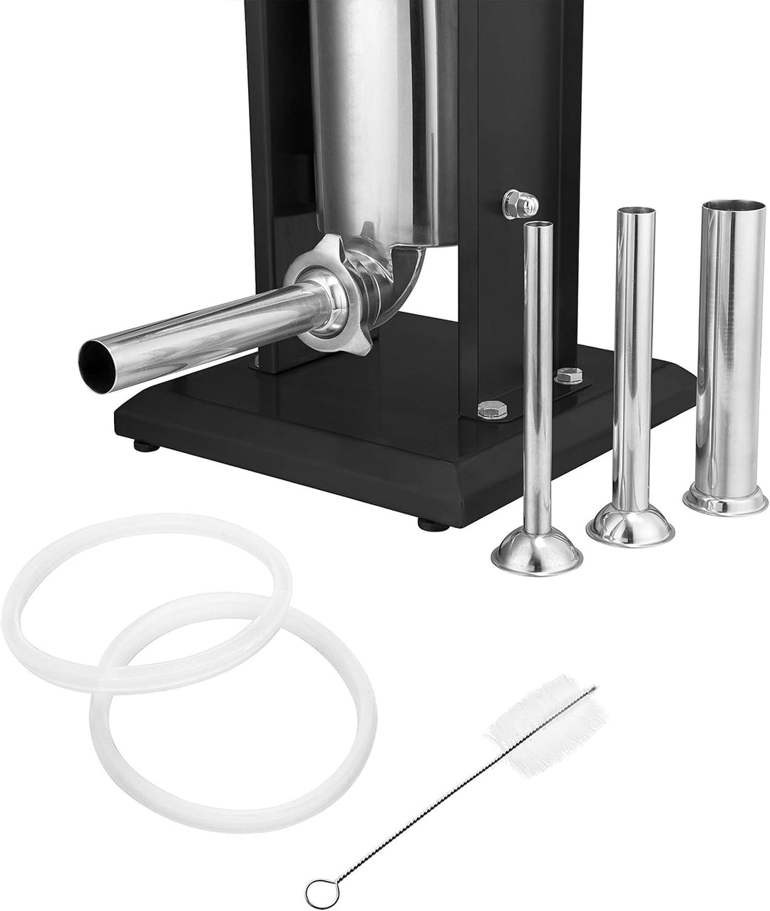 Zelsius Profi Wurstfüllmaschine aus Edelstahl (5 Liter, Schwarz) + vier verschiedene Füllrohre, Wurs