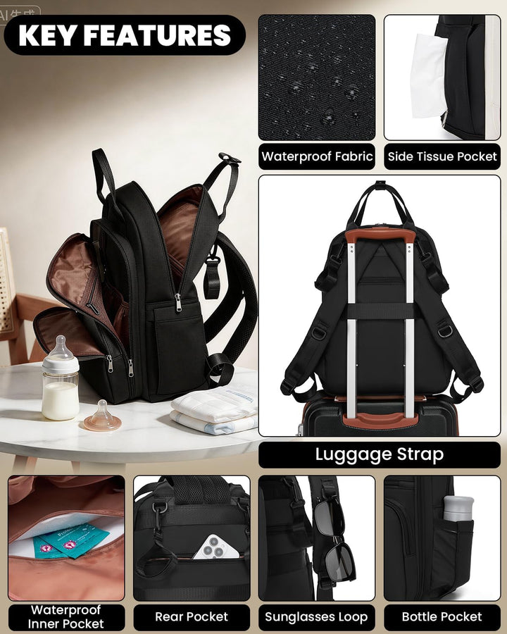 Miss Lulu Baby Wickelrucksack Gross Reiserucksack für Mama und Papa mit Kinderwagengurte Isolierter