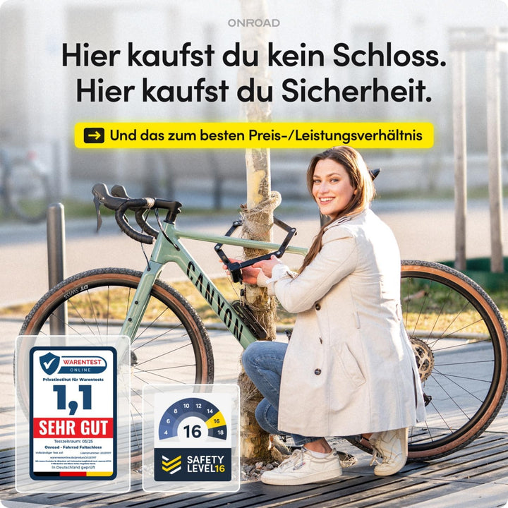 Faltschloss Fahrrad Onlock Pro 85cm diebstahlsicher – Fahrradschloss hohe Sicherheit – Robustes & ko