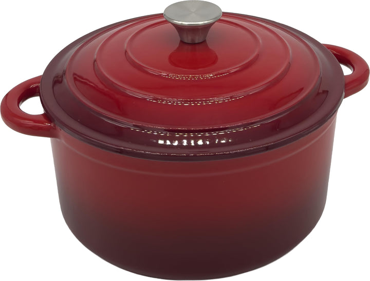 Homira Emaille Gusseisen Topf Bräter Schmortopf Ø 26 cm – Ideal für alle Herdarten, Rot