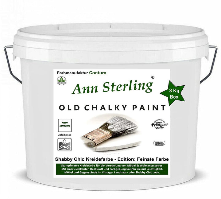 Ann Sterling XL 3Kg Kreidefarbe Shabby Chic Farbe: Chalky Oldwhite/Altweiss 3Kg. Lack Chalky Paint
