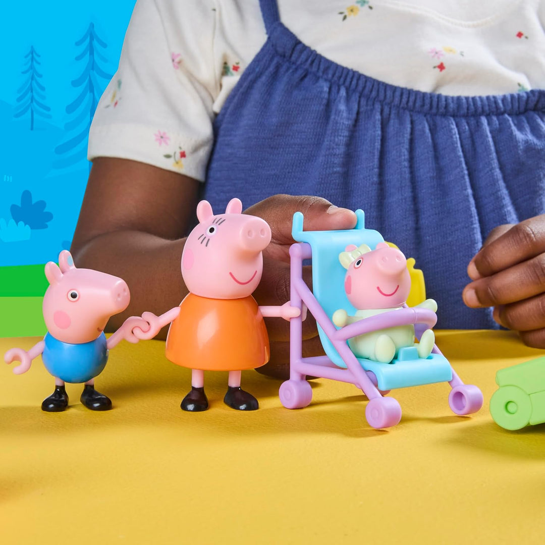 Peppa Pig Peppa auf Reisen: Abenteuer mit der Familie, Figur und Accessoire-Set, enthält Baby Evie,