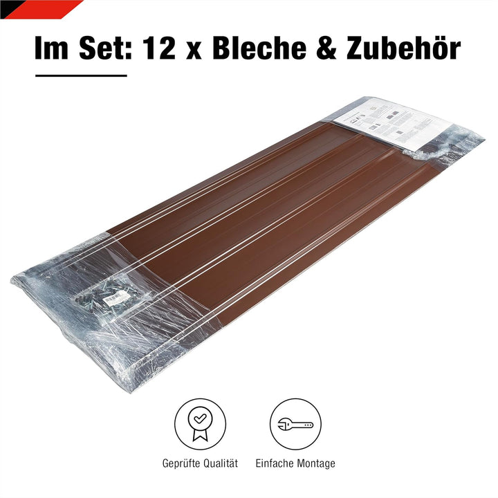 SMART Cover Set H12 Plus, 12 x Trapez-Abdeckblech 125 x 45 cm 6,75 m² Stärke 0,3 mm inkl. Schrauben