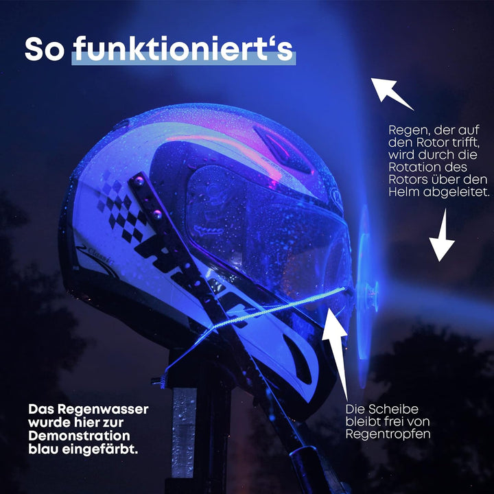Regenschutzscheibe – Motorradhelm Scheibenwischer – Trotz Regen bei Tag oder Nacht nahezu tropfenfre