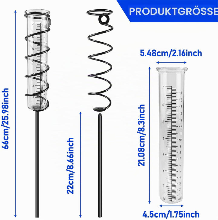Niederschlagsmesser: 2 Stück 7 Zoll Frostsicher Glas, Niederschlagsmesser mit Erdspiess, Regenwasser