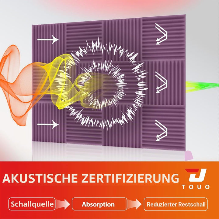 Akustikplatten, schalldichte Schaumstoffplatten für die Wand, 30,5 x 30,5 x 2,5 cm, schwer entflammb