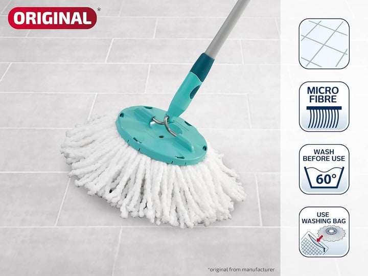 Leifheit Original Ersatzkopf Disc Mop, mit saugfähiger Microfaser, mit hoher Wasser- und Schmutzaufn