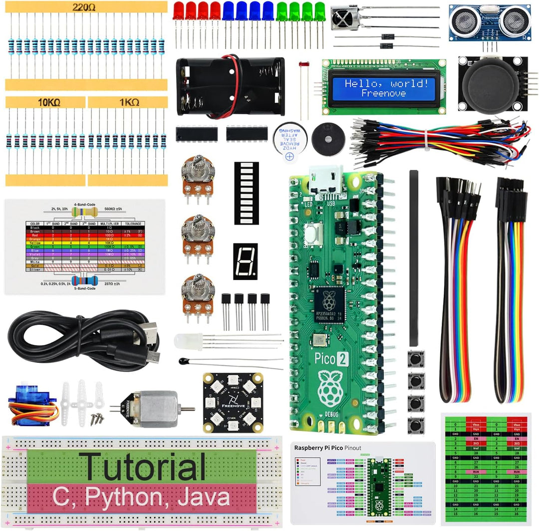 Freenove Super Starter Kit for Raspberry Pi Pico 2 (Included), Dual Arm Cortex-M33 and Dual Hazard3
