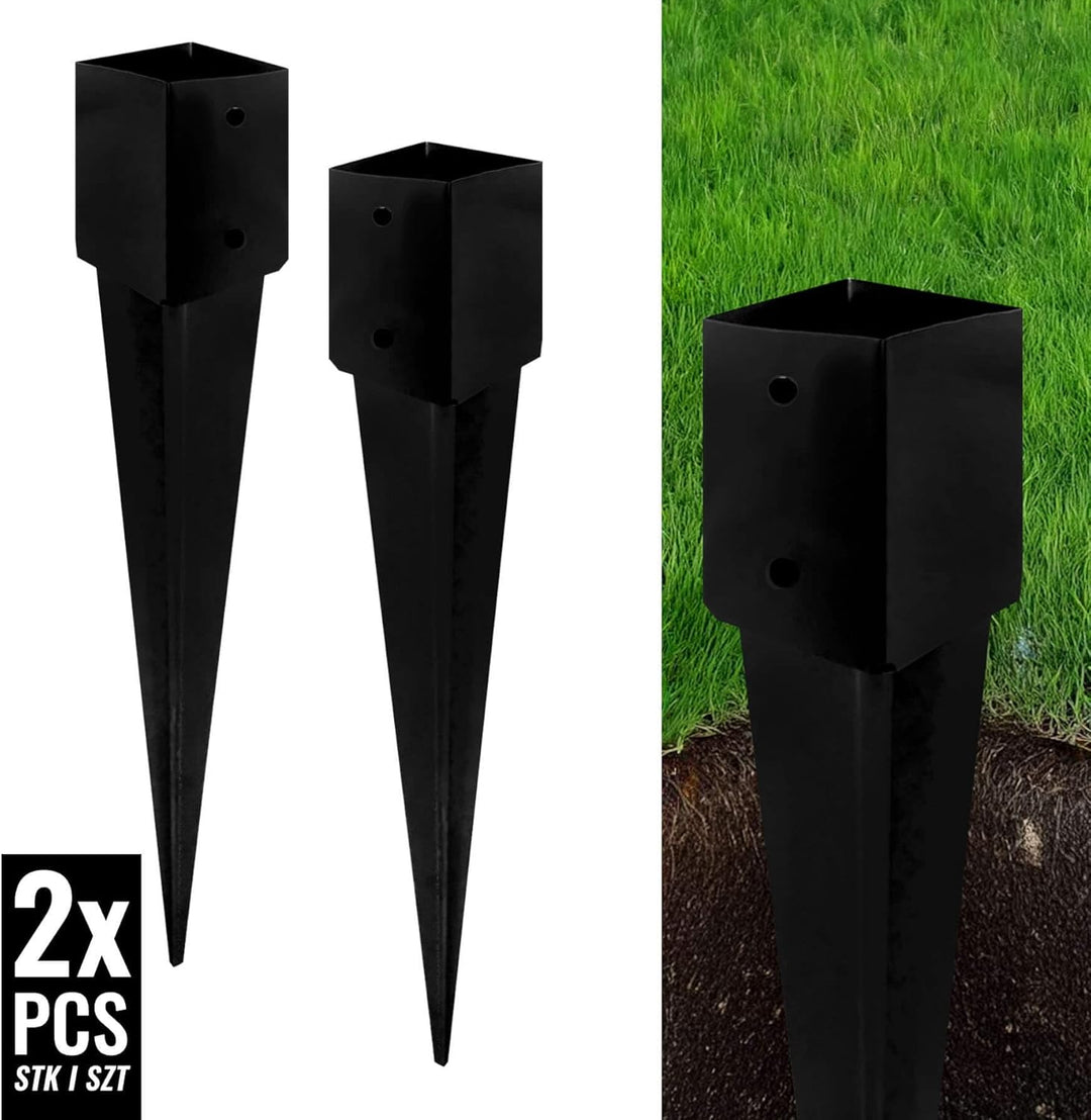 ADGO - 4er Set - Einschlagbodenhülse, Pfostenträger für Holzpfosten - 120x750mm - Quadratische Basis