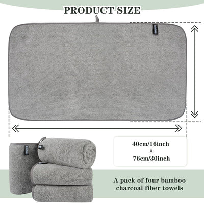 KinHwa 4 Pack Mikrofaser Handtuch Haare, Mikrofaser Handtuch, Bambus Kohle stark saugfähige Mikrofas