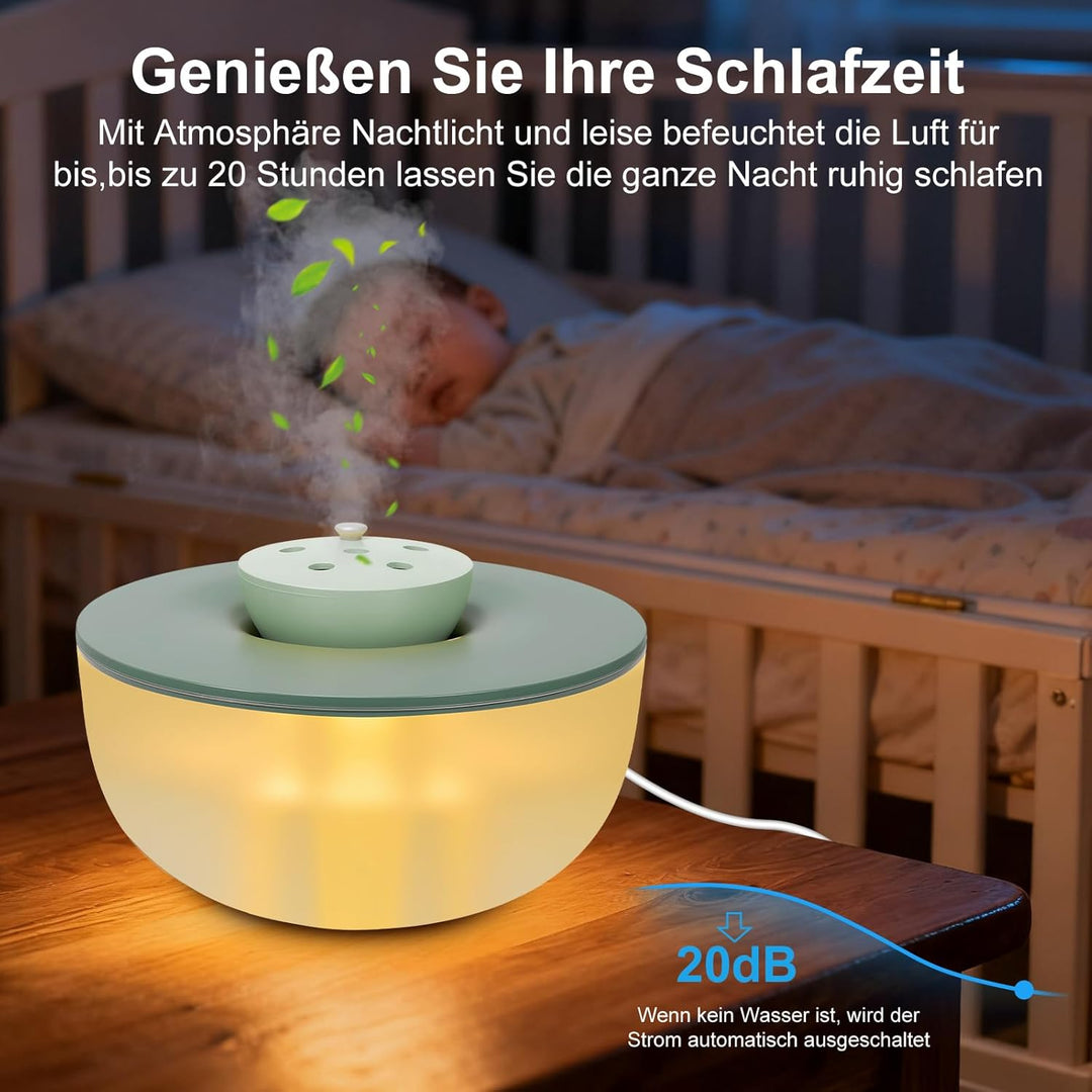 1,2L Mini Luftbefeuchter mit Beleuchtung, 20dB Leise 6-Speed Adjustable Cool Mist Humidifier, 300 ml