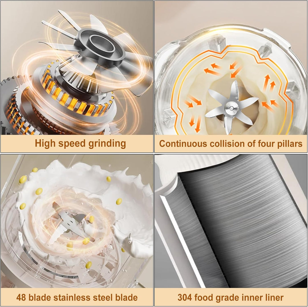 Nussmilchmaschine, 1200ml Pflanzenmilchbereiter mit 48 Klingen, LED Anzeige, 8 Stunden Warmhaltefunk