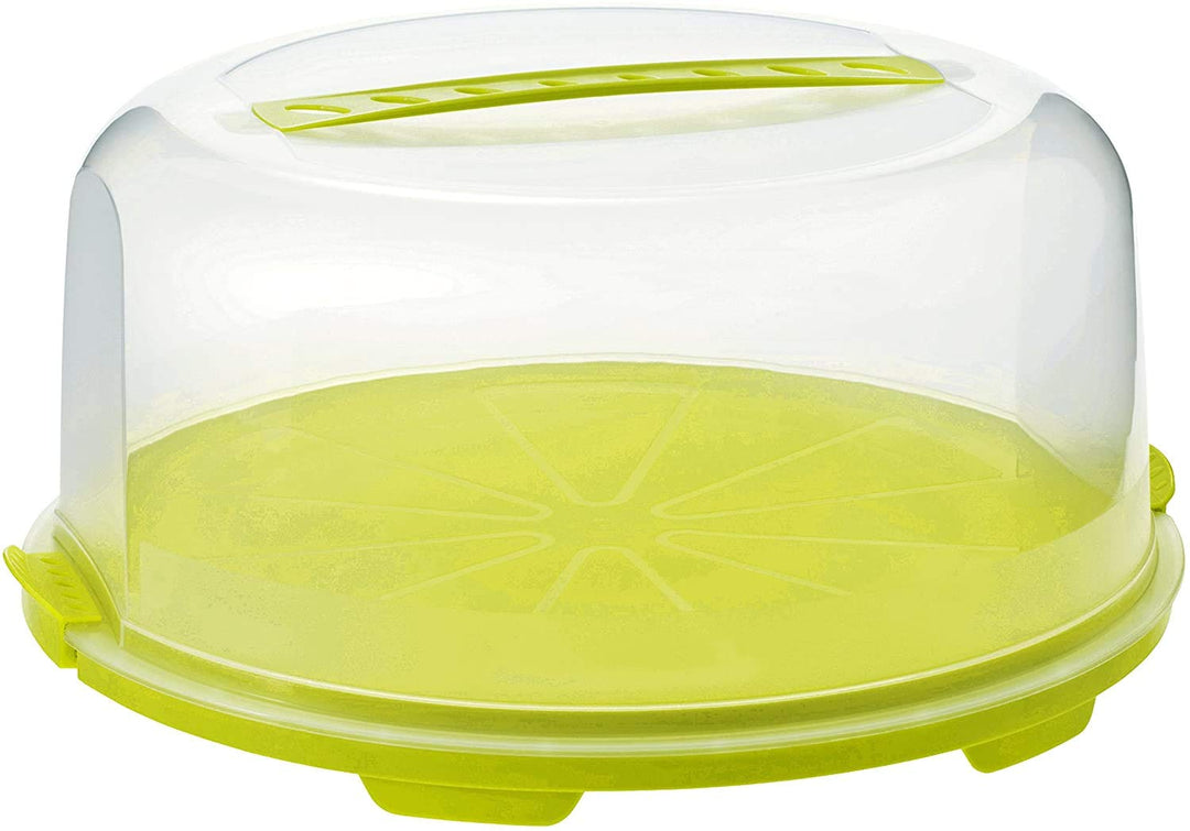 Rotho Fresh hoher Tortendeckel mit Haube und Tragegriff, Kunststoff (PP) BPA-frei, grün/transparent,