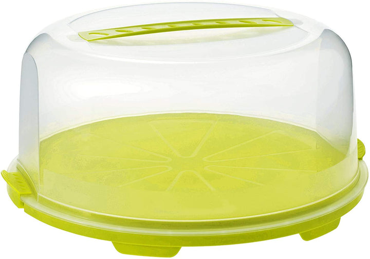 Rotho Fresh hoher Tortendeckel mit Haube und Tragegriff, Kunststoff (PP) BPA-frei, grün/transparent,