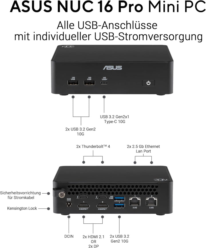 ASUS NUC 16 Pro RNUC16GDKX76C002 (Intel Core Ultra X7 358H,Intel Arc B390 Grafik, Intel WiFi 7, Blue