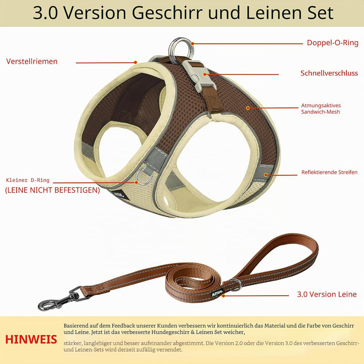 AIITLE No Pull Hundegeschirr, Step in einstellbares Hundegeschirr mit gepolsterter Weste, Hundeleine