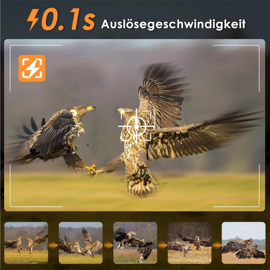 Wildkamera WLAN mit Handyübertragung App, Wildkamera Solar mit Akku 5200mAh Wildtierkamera mit Beweg