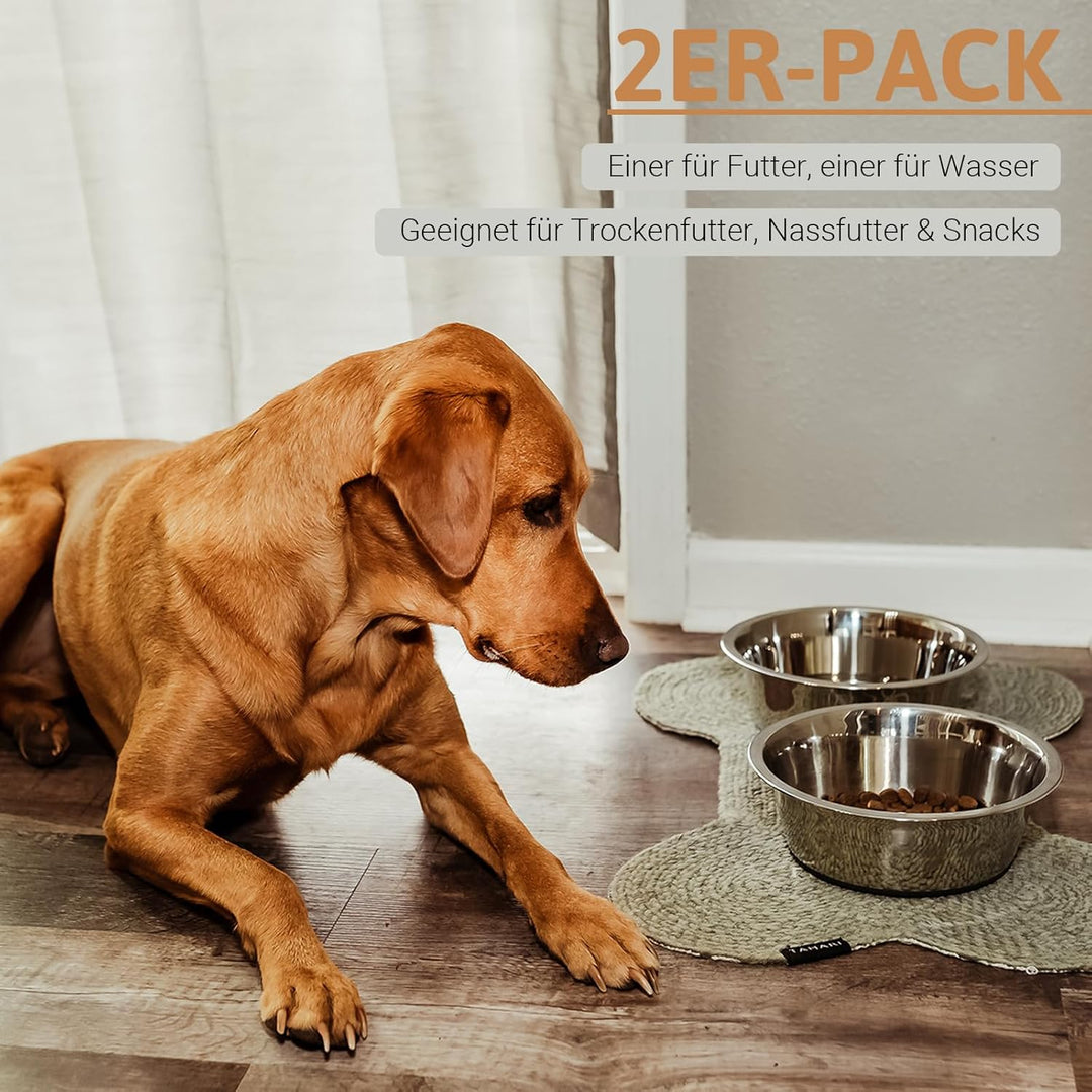 PEGGY11 Tiefer Hundenapf aus Edelstahl mit rutschfestem Silikon, 2er Pack, 1,92L, Futternapf und Tri