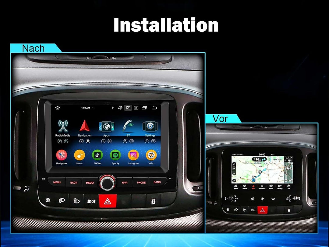Erisin 7 Zoll 8-Kern 4GB RAM+64GB ROM Android 14 GPS Autoradio mit Navigation für FIAT 500L 2012-201
