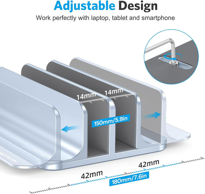 OMOTON [Aktualisierte Version Vertikaler Doppelständer für Laptops, Dualer Desktop-Laptop-Ständerhal