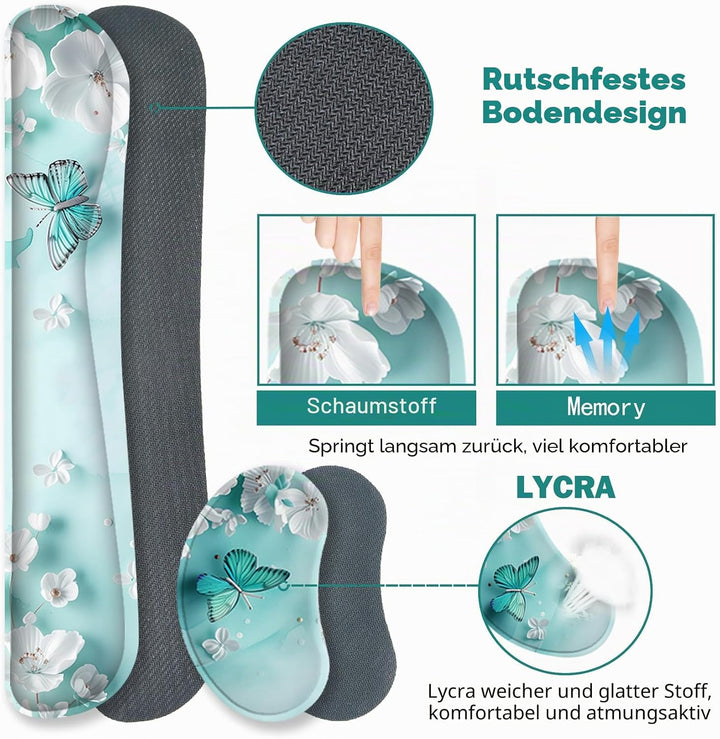 ToLuLu Grosses Mauspad-Set, Handgelenkauflage, Schreibtischunterlage für Tastatur und Maus, 4 Stück,