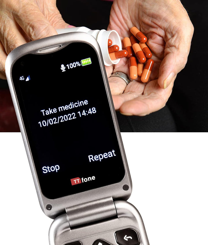 TTfone TT970 Whatsapp 4G Touchscreen Senior Big Button Flip Handy - mit 8MP Kamera und Hörgerät komp