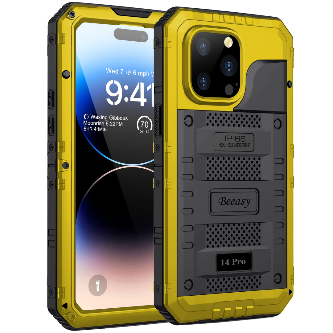 Beeasy für iPhone 14 PRO Wasserdicht Outdoor Hülle (6,1"), Stossfest Panzerhülle Militär 360 Grad Sc