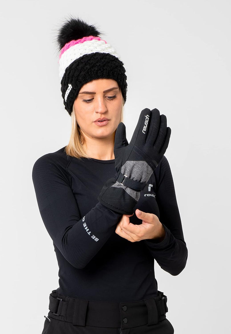 Reusch Damen Fingerhandschuhe Hellen R-TEX XT 7721 Black/Black Melange 8, 7721 Black/Black Melange 8