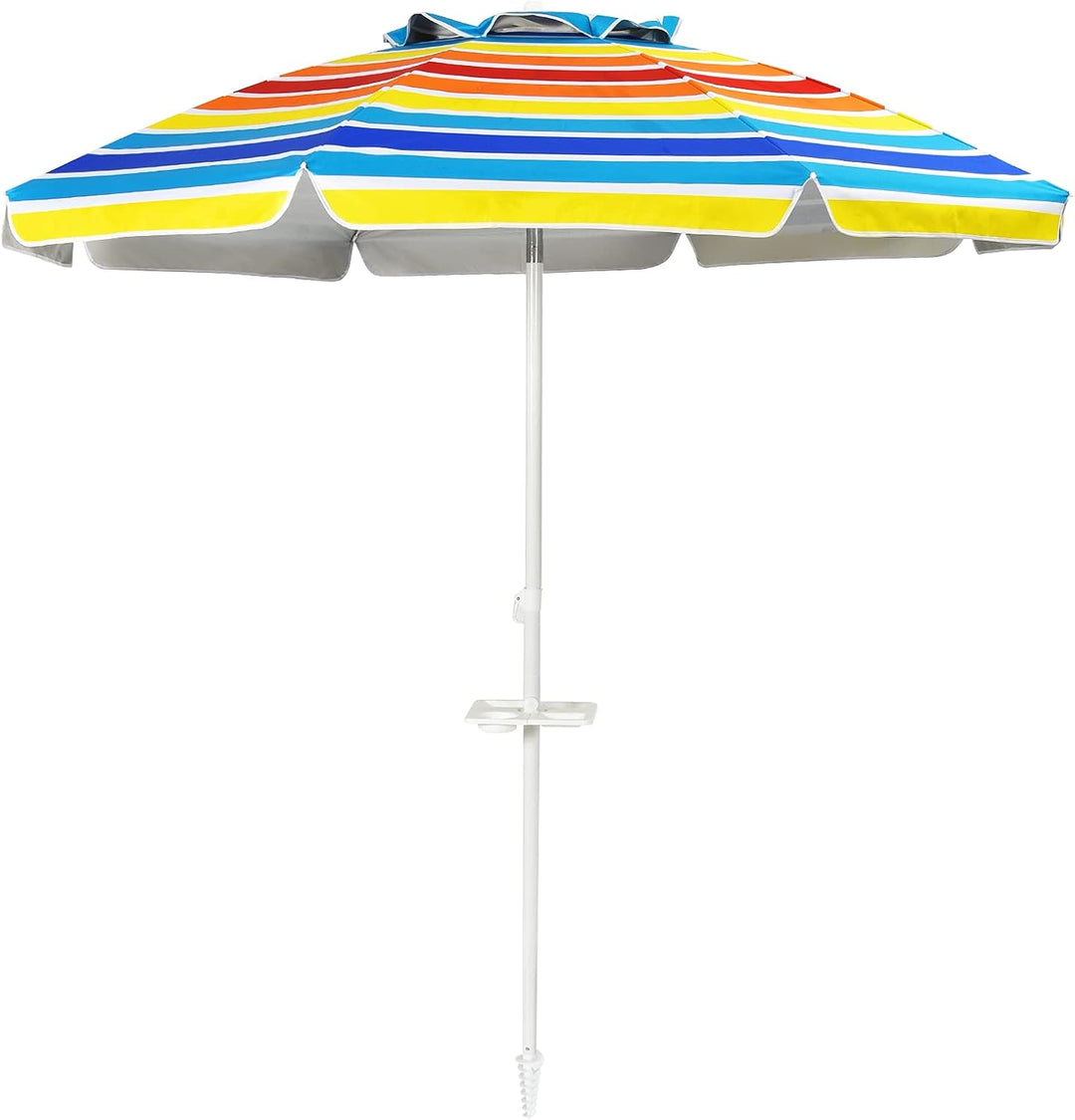 GOPLUS Strandschirm, Sonnenschirm um 30° knickbar, Gartenschirm UV 50+, Tischschirm mit Bodenhülse,